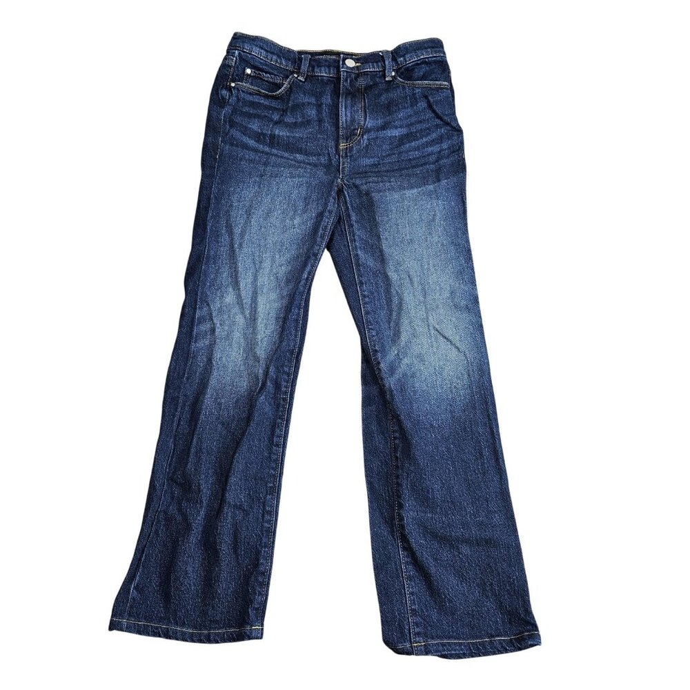 Ann Taylor The Straight Mid Rise Jeans Womens 0‎ Blue Medium Wash Stretch Denim
